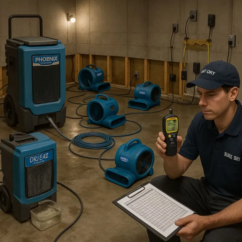 Structural Drying and Dehumidification process in Earle, AR